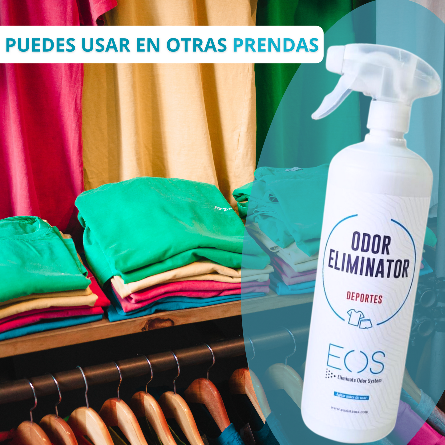 EOS - (1 litro) Eliminador de olores deportivos especializado en ropa y calzado